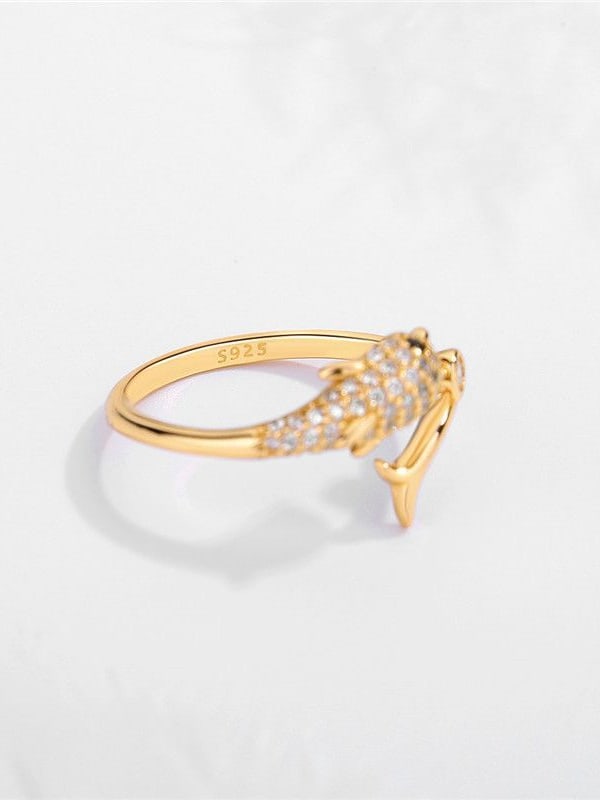 925 Sterling Silver Cubic Zirconia Dolphin Ring