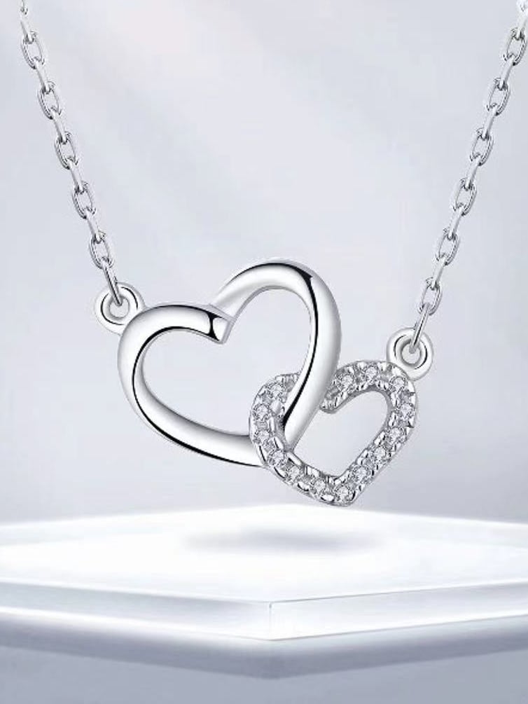 925 Sterling Silver Cubic Zirconia Heart Necklace