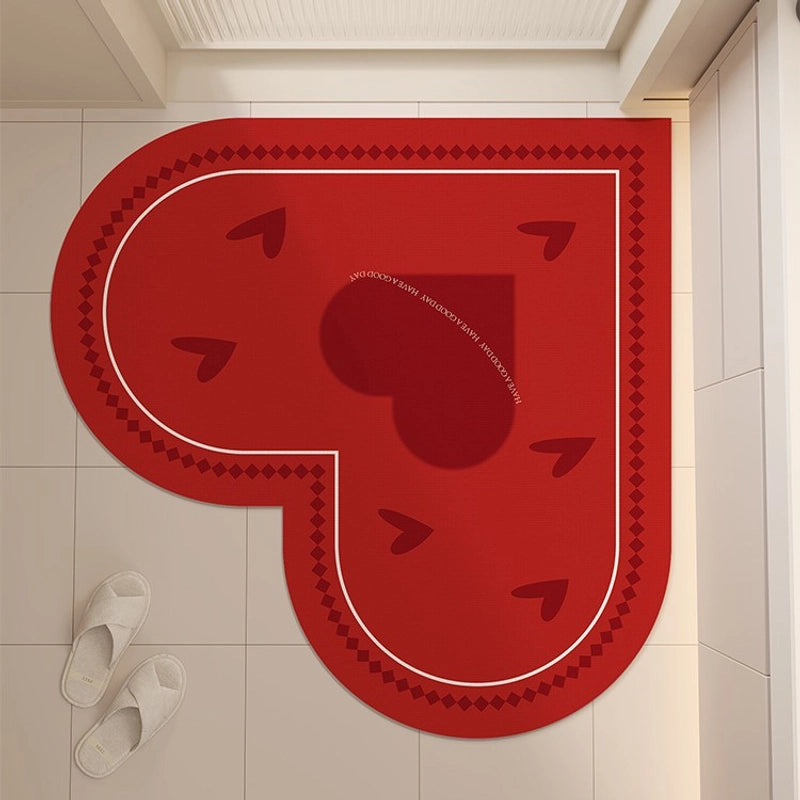 Casual Elegant Heart Shape Diatom Ooze Floor Mat Bathing