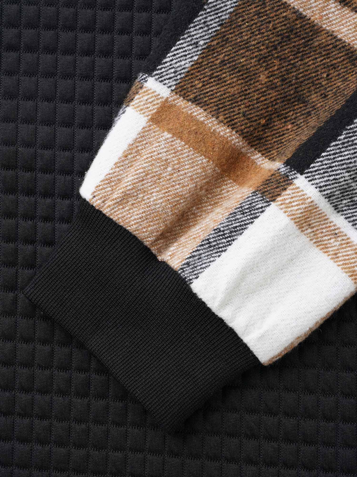 Plaid Patchwork Hooded Raglan Sleeve Sweatshirt