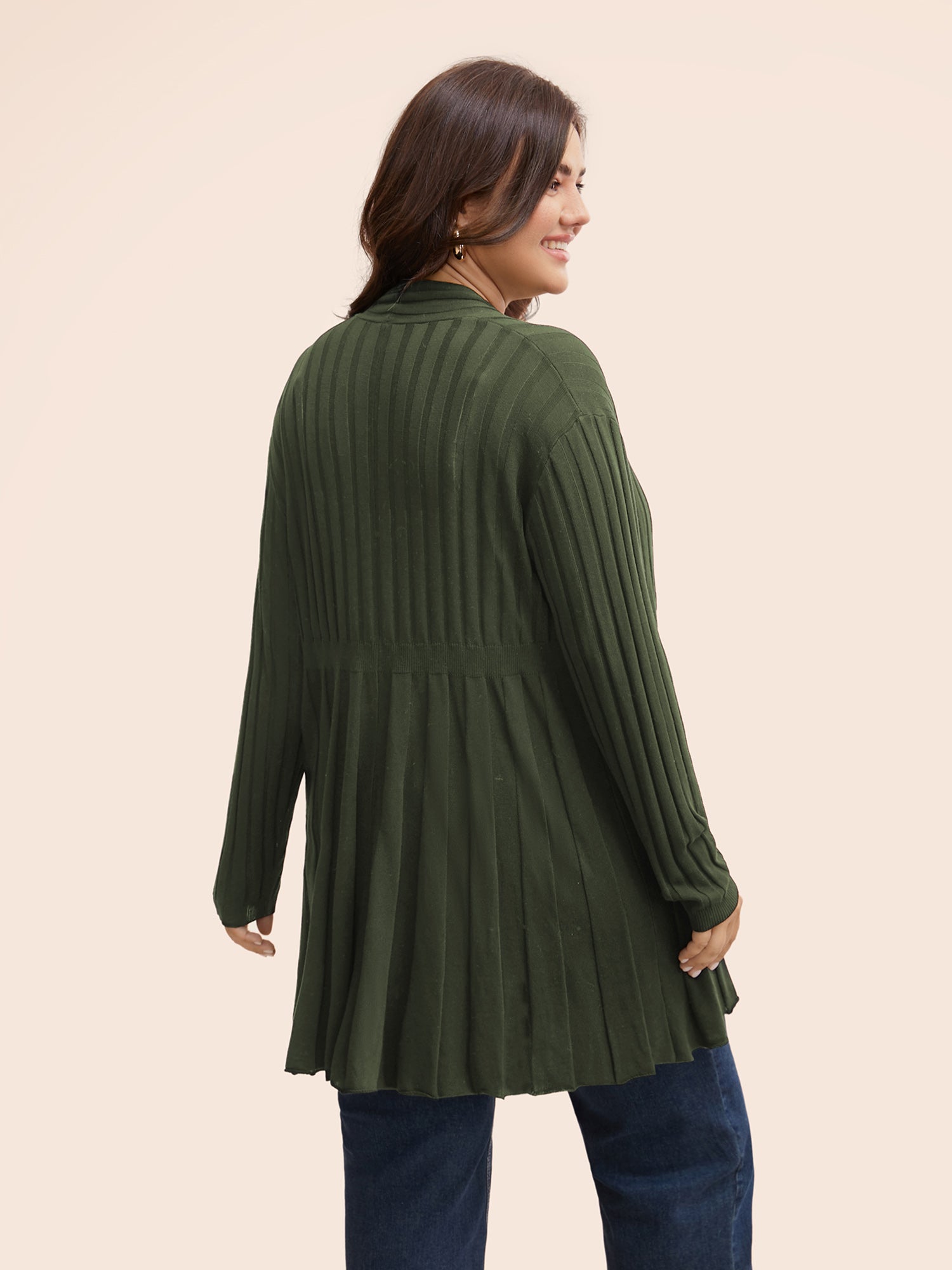 Plain Textured Kimono Collar Cardigan