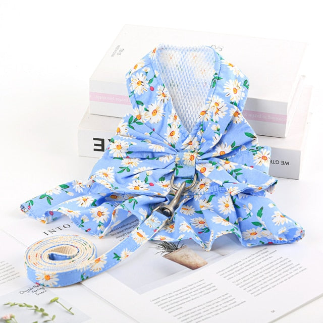 Floral Puppy Dress&Leash Set