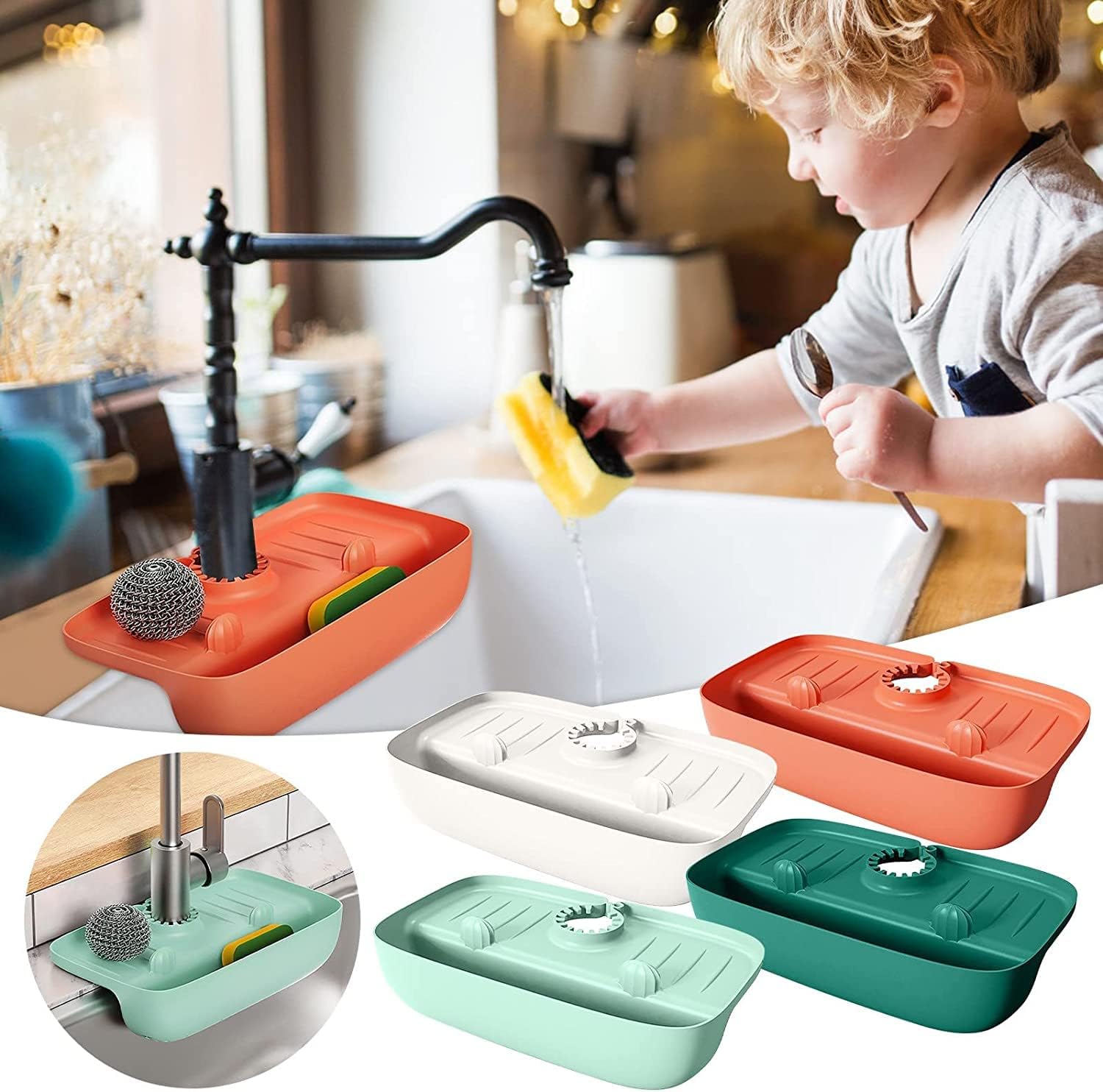 Faucet Drainer Rack Kitchen Sink Sponge Draining Storage Rack Organizer