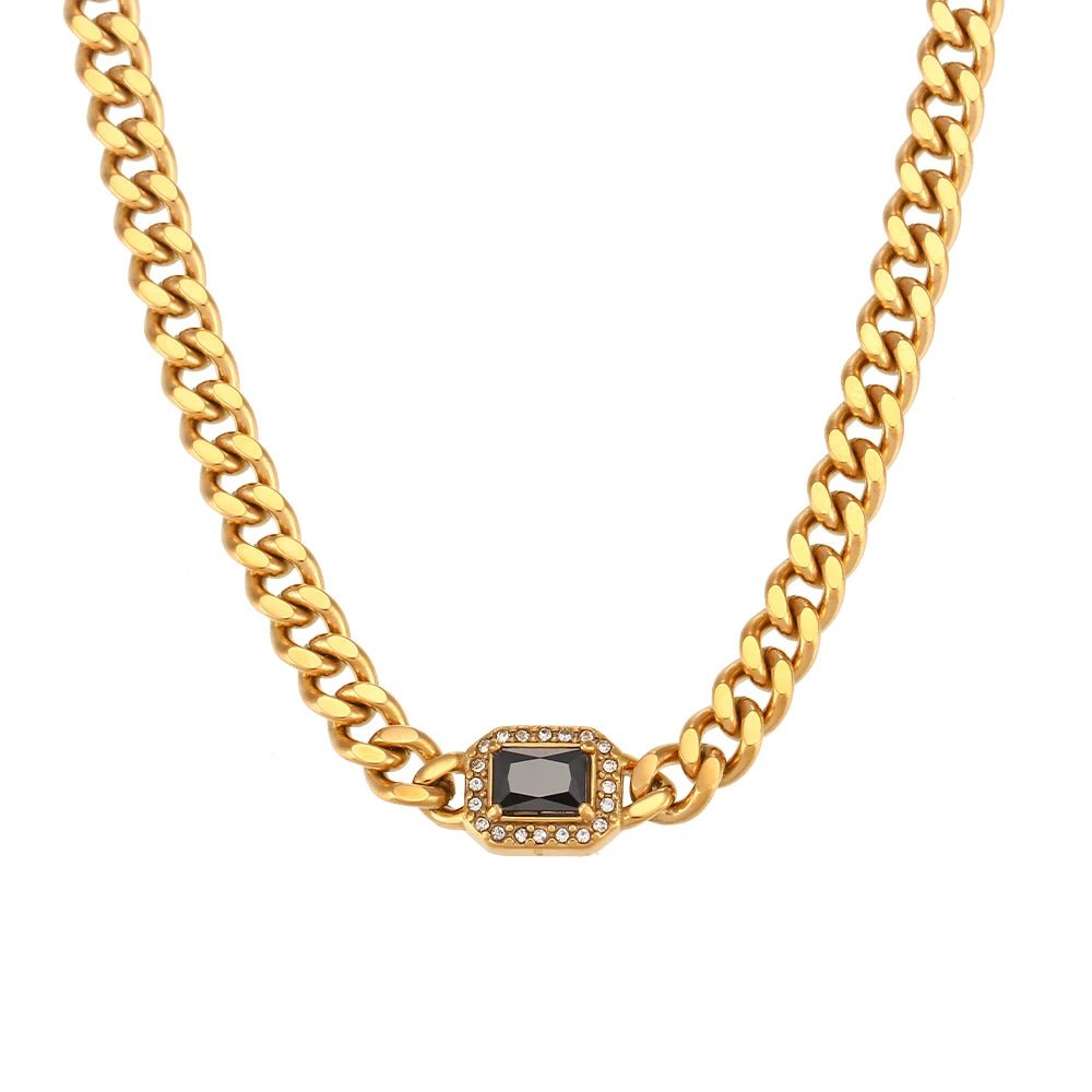 Cuban Chain Square Cut Diamond Choker and Bracelet