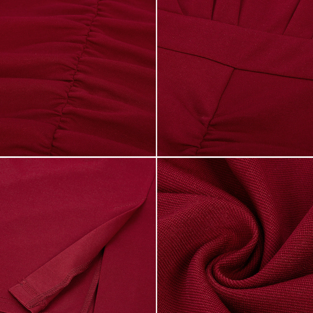 Seckill Offer⌛Vintage Ruched Dress Long Sleeve Defined Waist Bodycon Dress