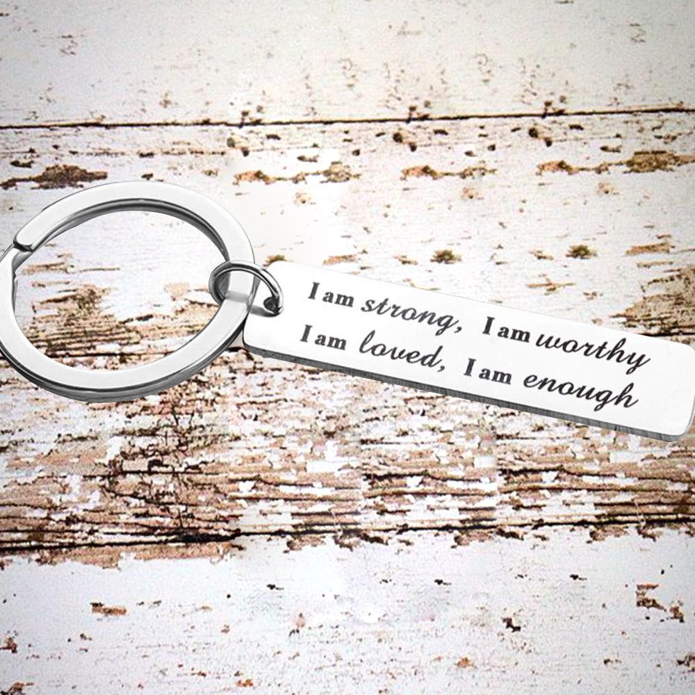 Stainless Steel  I am strong Keychain