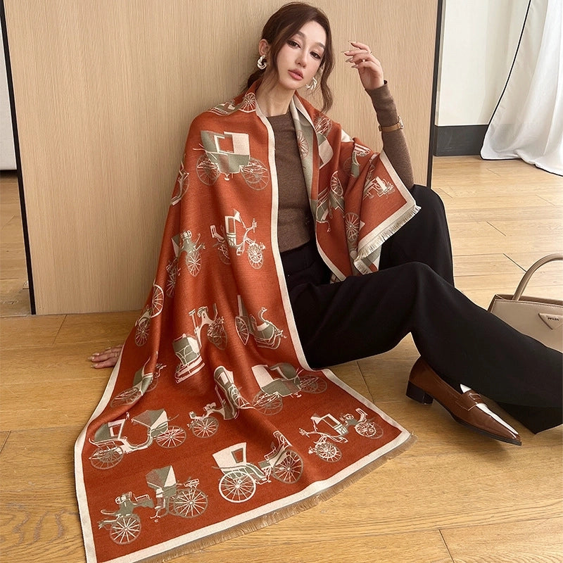 Women's Casual Minimalist Carriage Imitation Cashmere Scarf