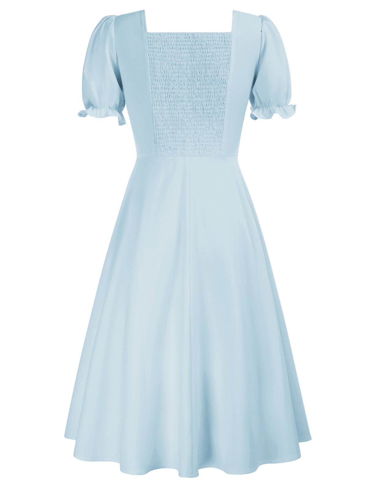 Vintage Cherry Patterns Front Slit Dress Puffed Short Sleeve Sweetheart Neck Dress