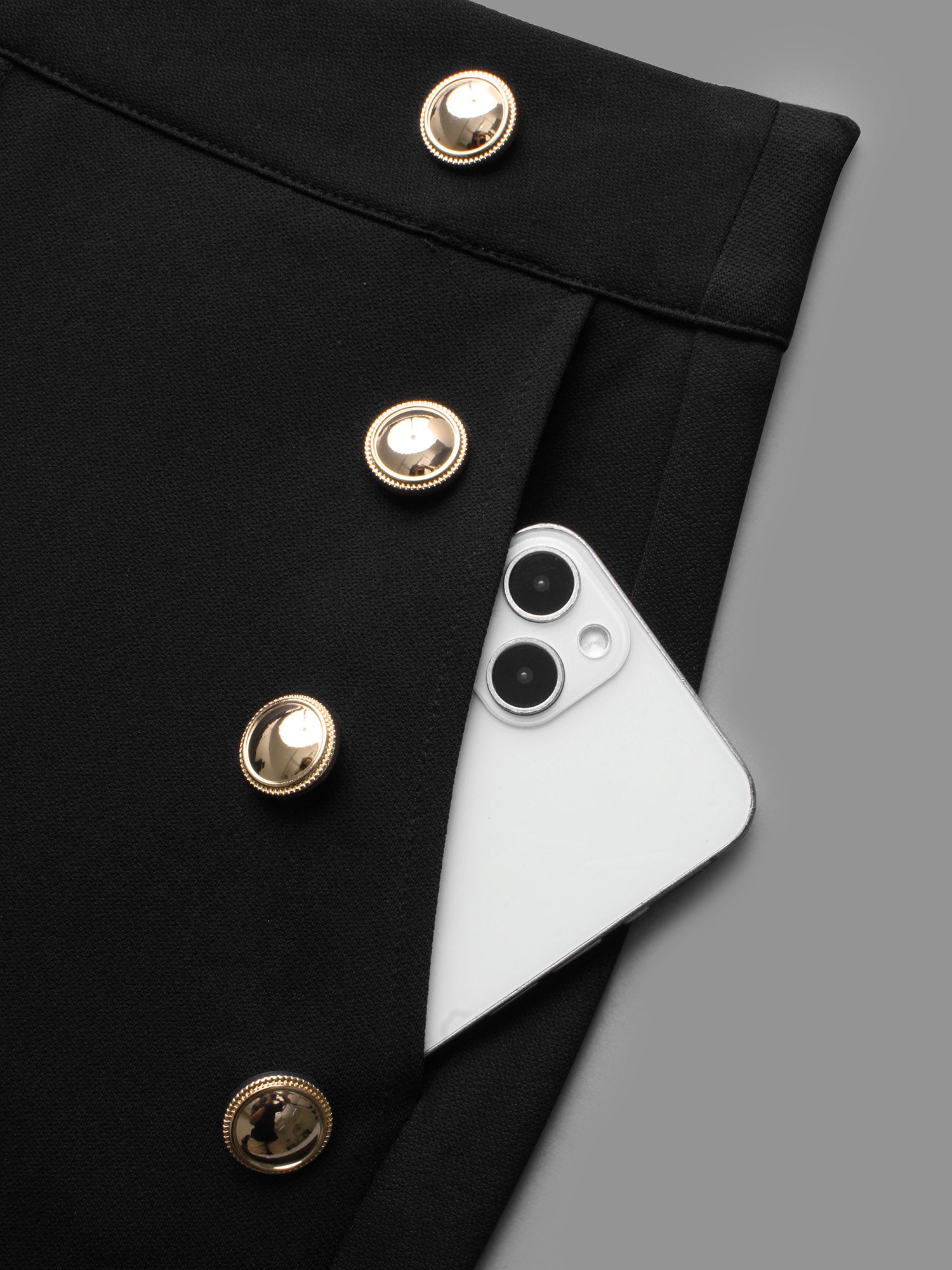 Stretchy Woven Button Detail Bootcut Pants