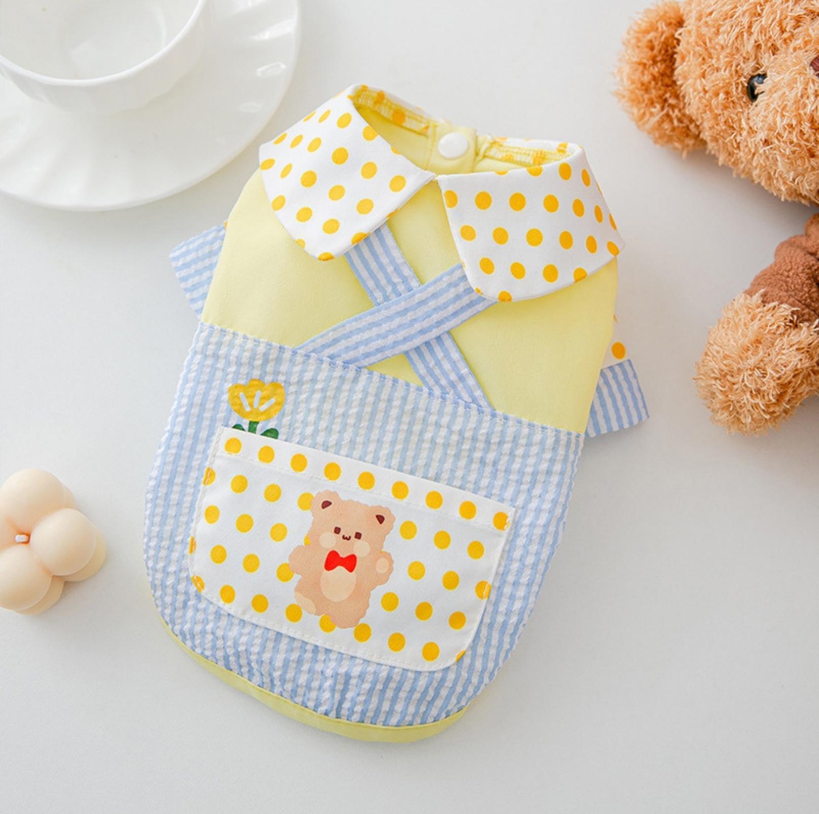 Rustic Style Striped Polka Dot Pet Shirt