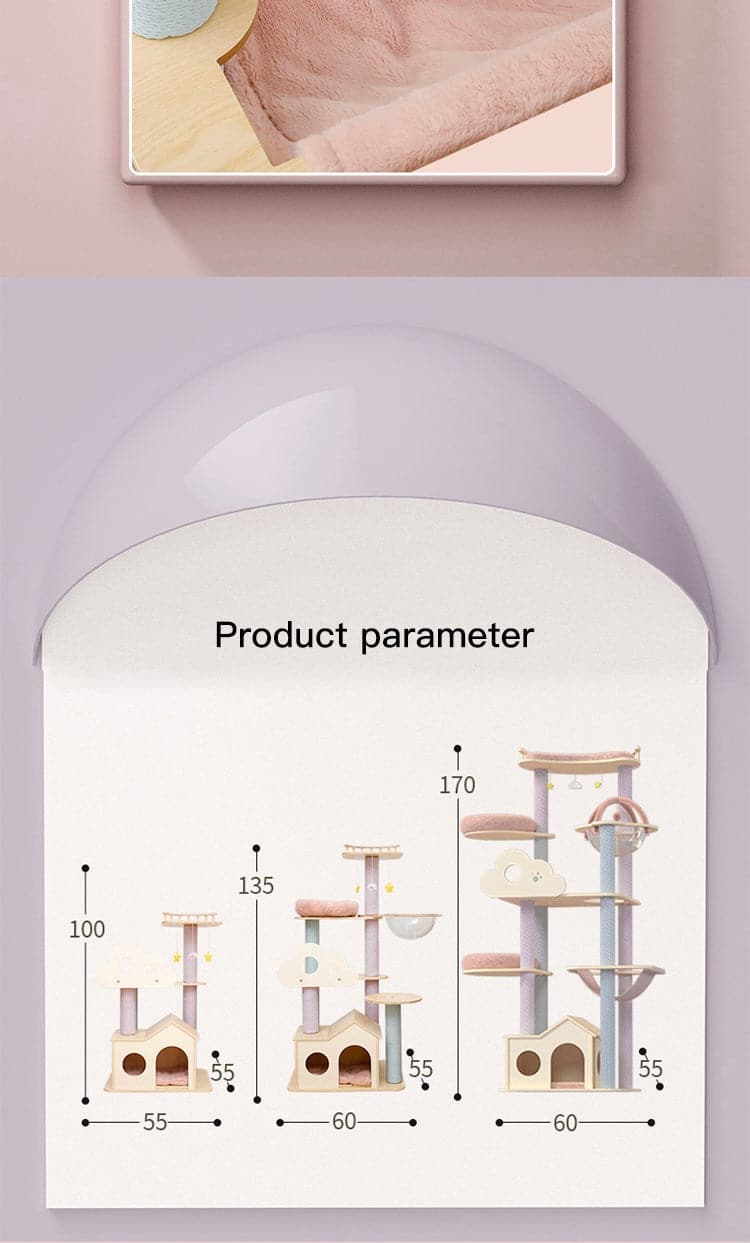 135cm Dreamland Wooden Cat Tree – Pink
