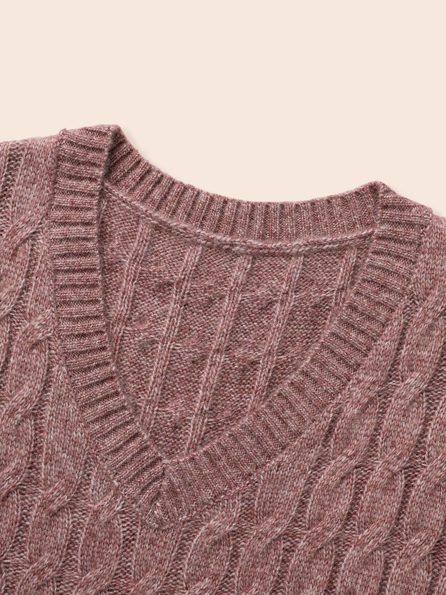 Heather Texture Cable Knit Pullover