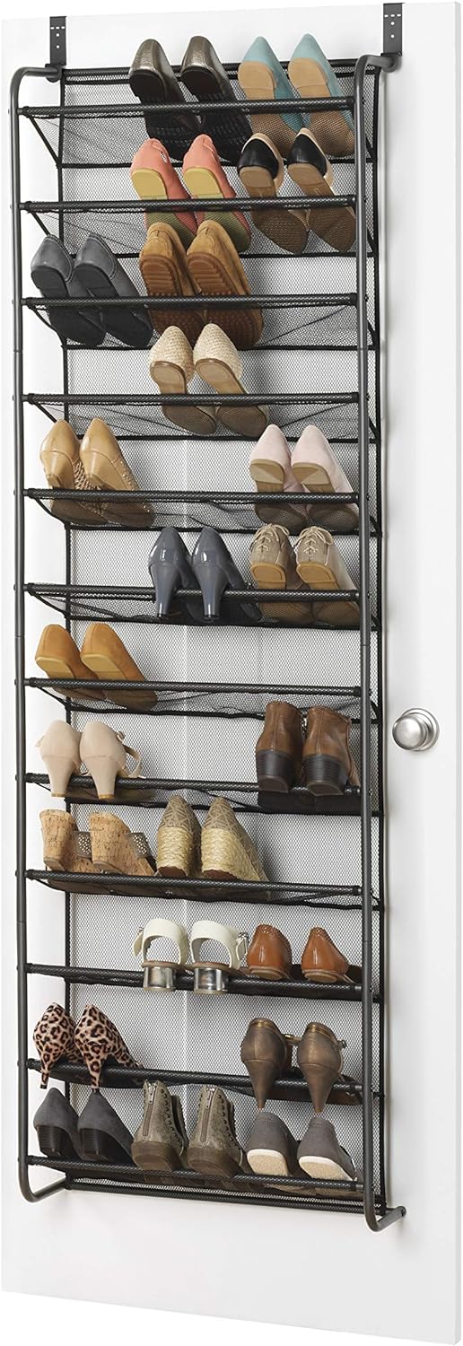 Over the Door Shoe Organizer - Holds up to 36 Pairs of Shoes - Metal & Mesh