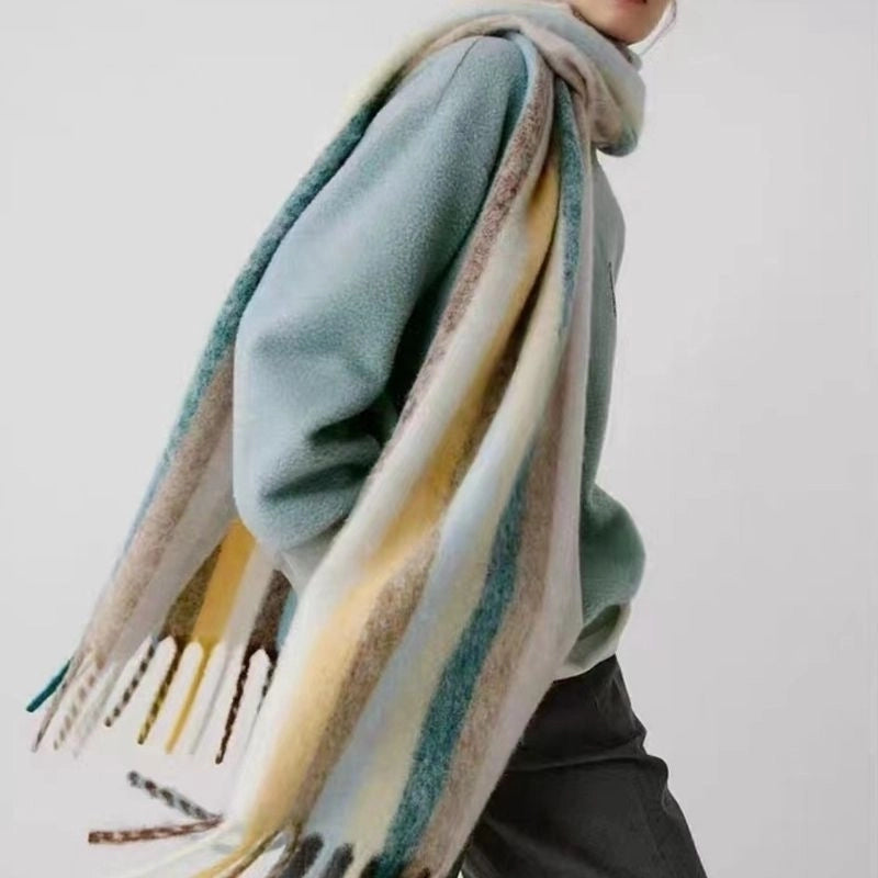 Women's Minimalist Color Block Imitation Cashmere Dyeing Scarf