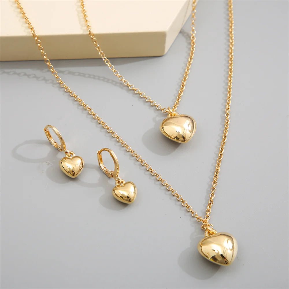 Dainty Balloon Heart Necklace. Bracelet. and Earring Set
