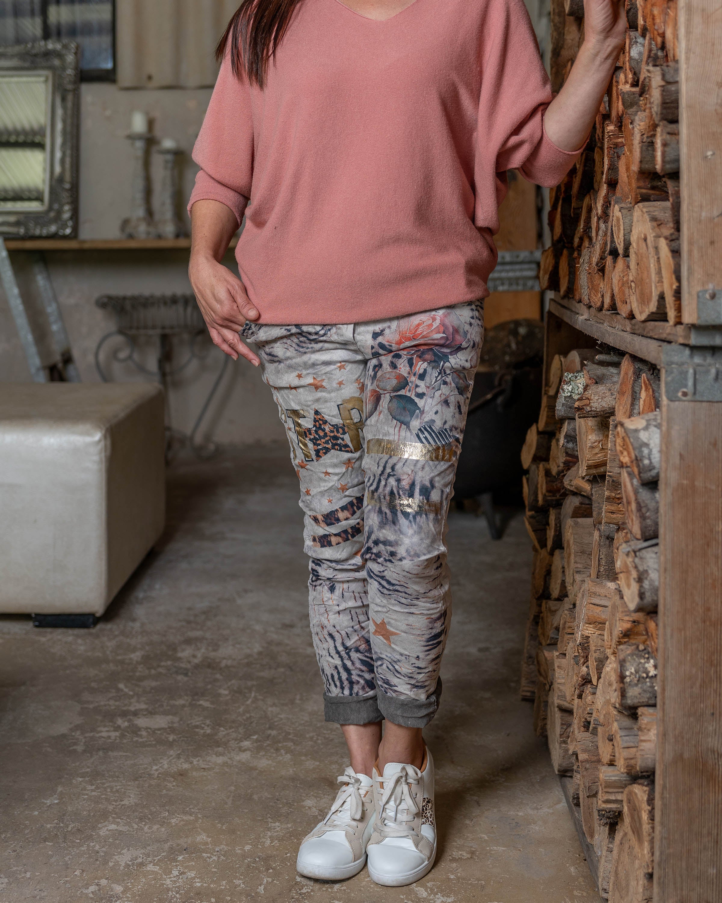Star-Struck Drawstring Pants | Taupe