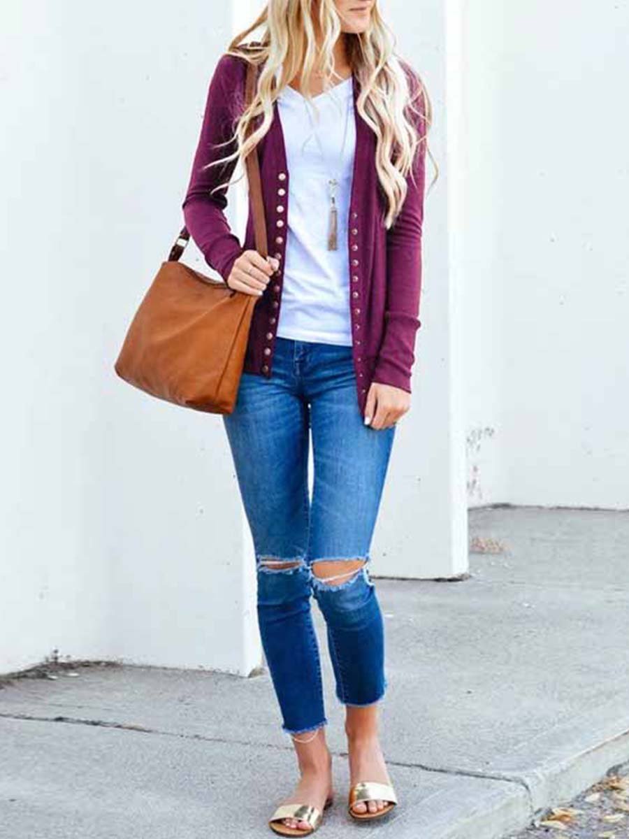 Buttons Cardigan Tops