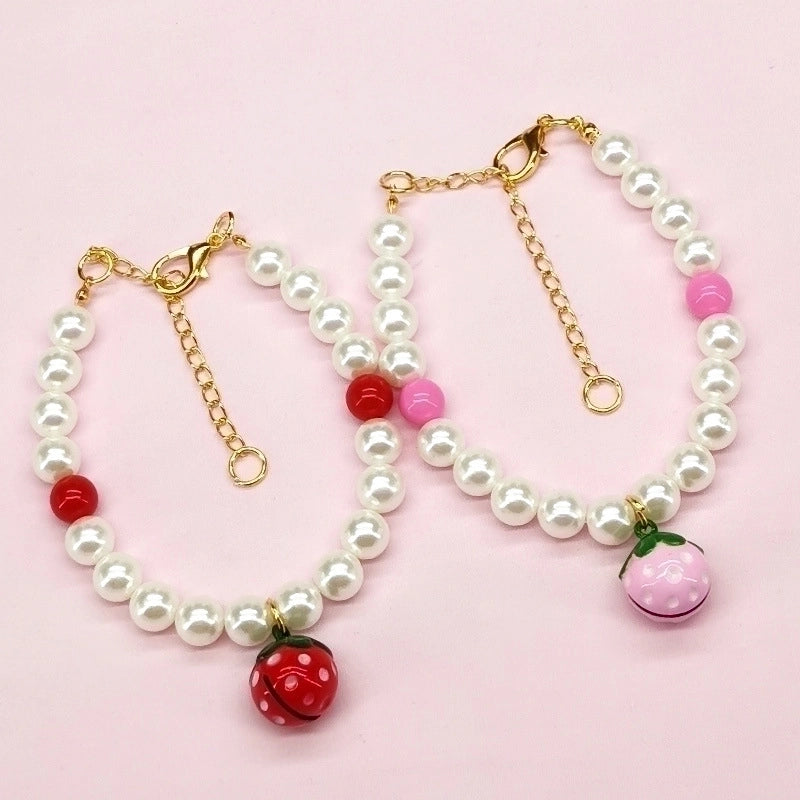 Cute Metal Strawberry Bow Knot Pet Accessories