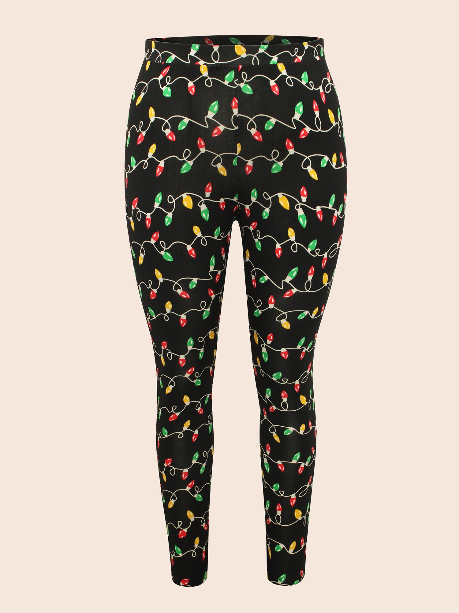 Colorful Bulb Print Festive Leggings