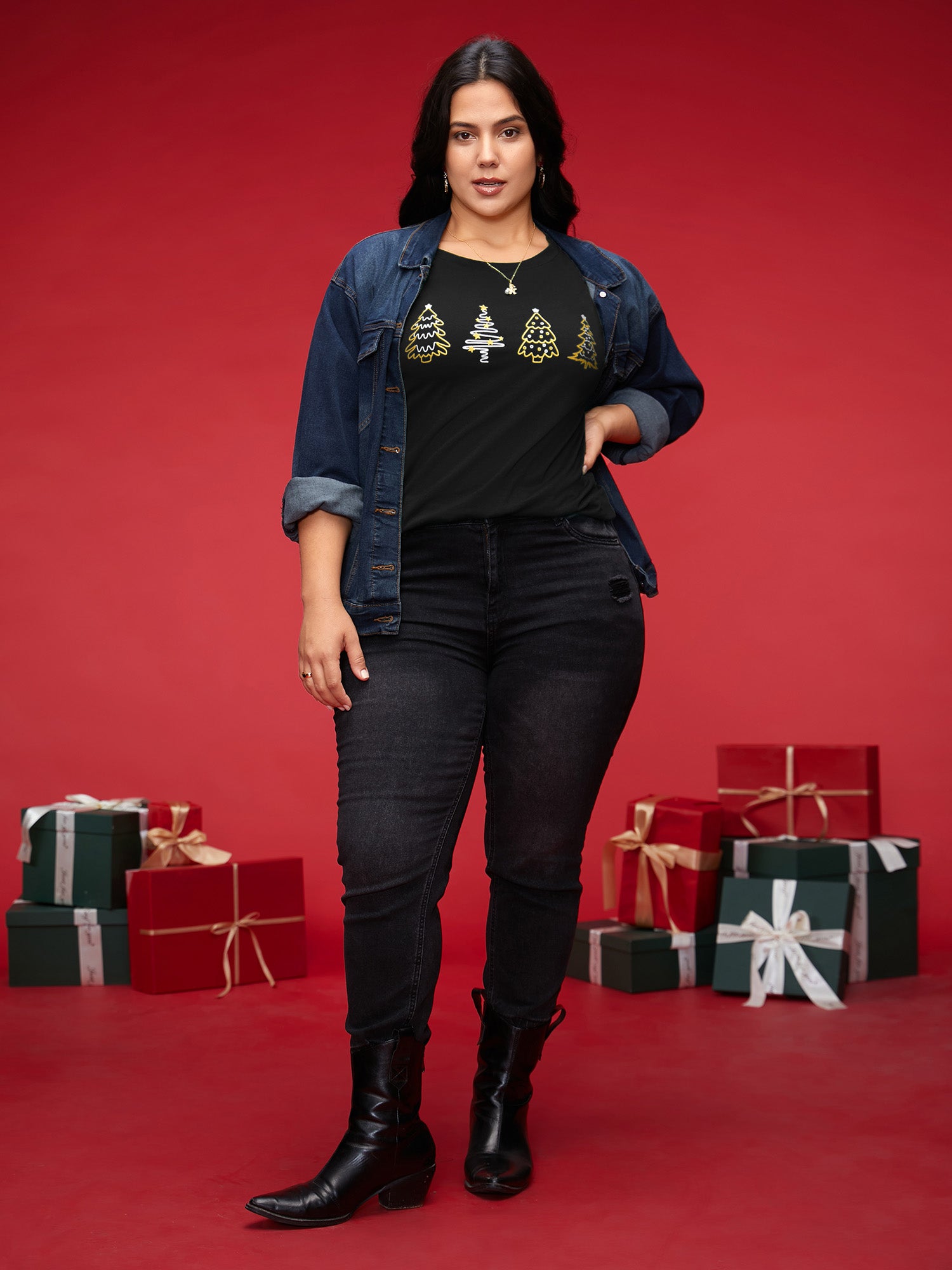 Shimmering Trees Half Sleeves Slim-Fit Tee