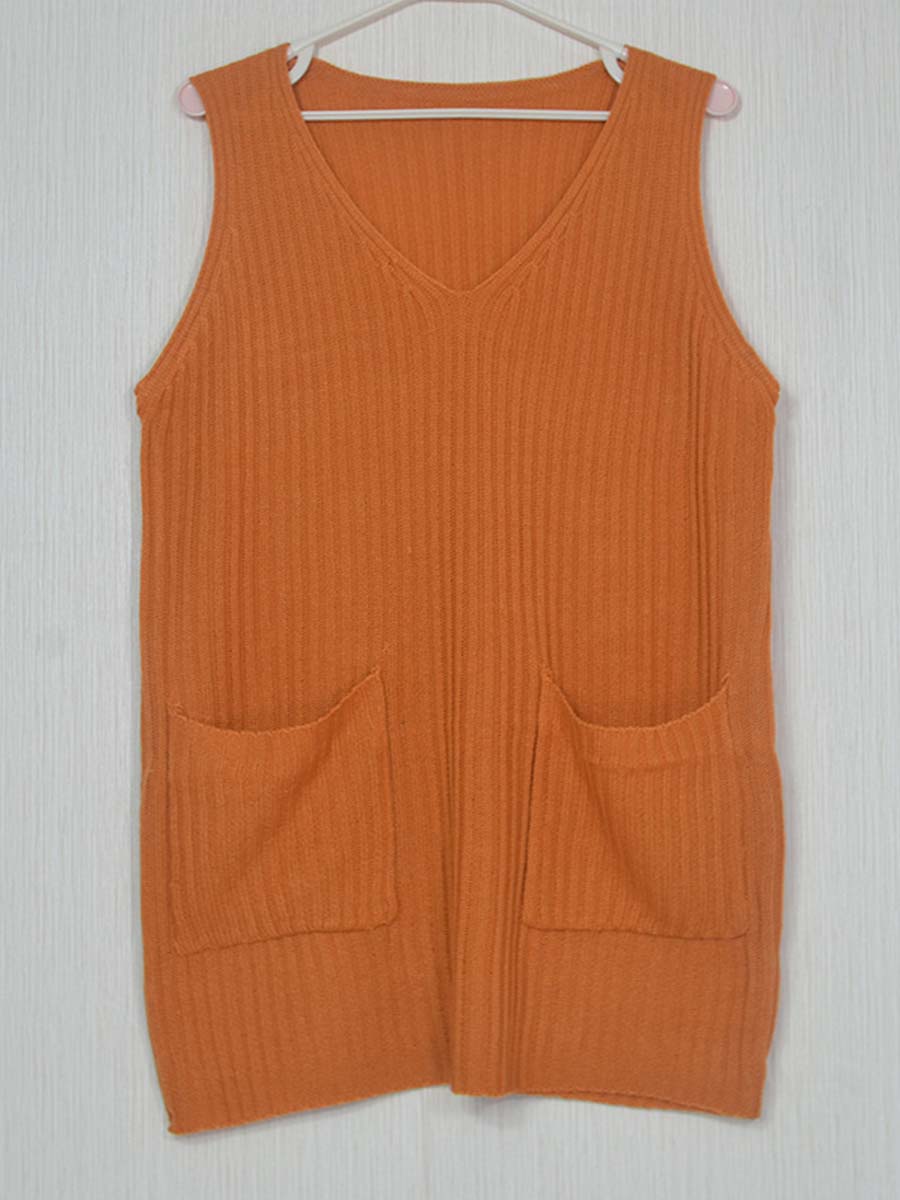 V Neck Sleeveless Knit Vest