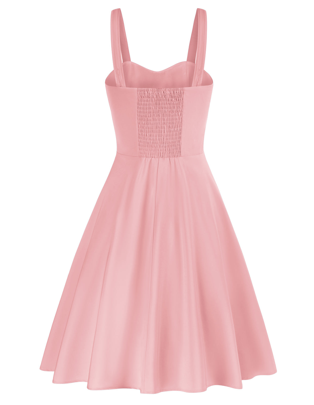 Vintage Solid Color Two-Way Defined Waist Dress Ruched Bodice Flared A-Line Dress