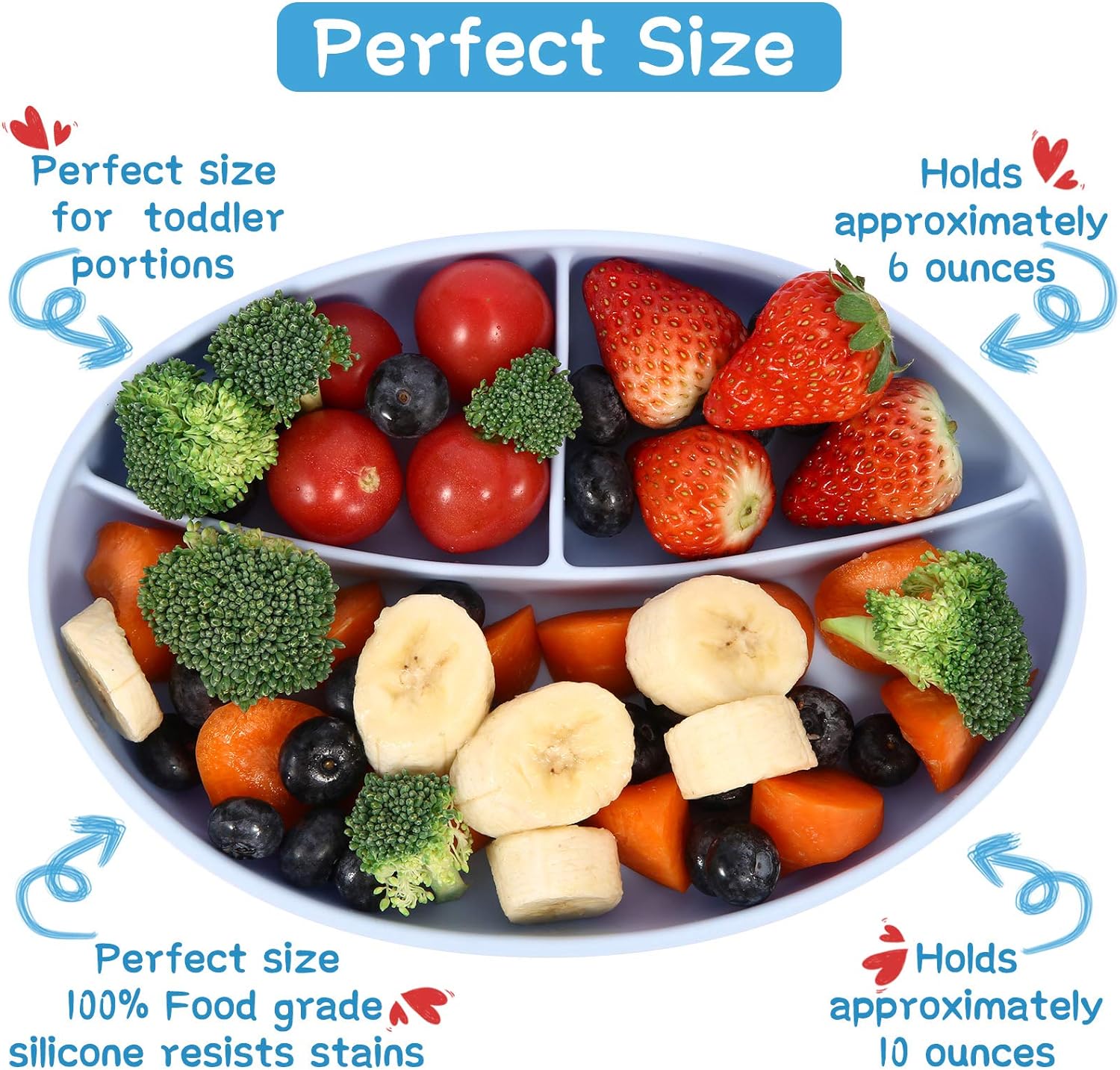 Silicone Suction Plates For Baby. Kids And Baby Divided Plate For Food. Baby Food Plate