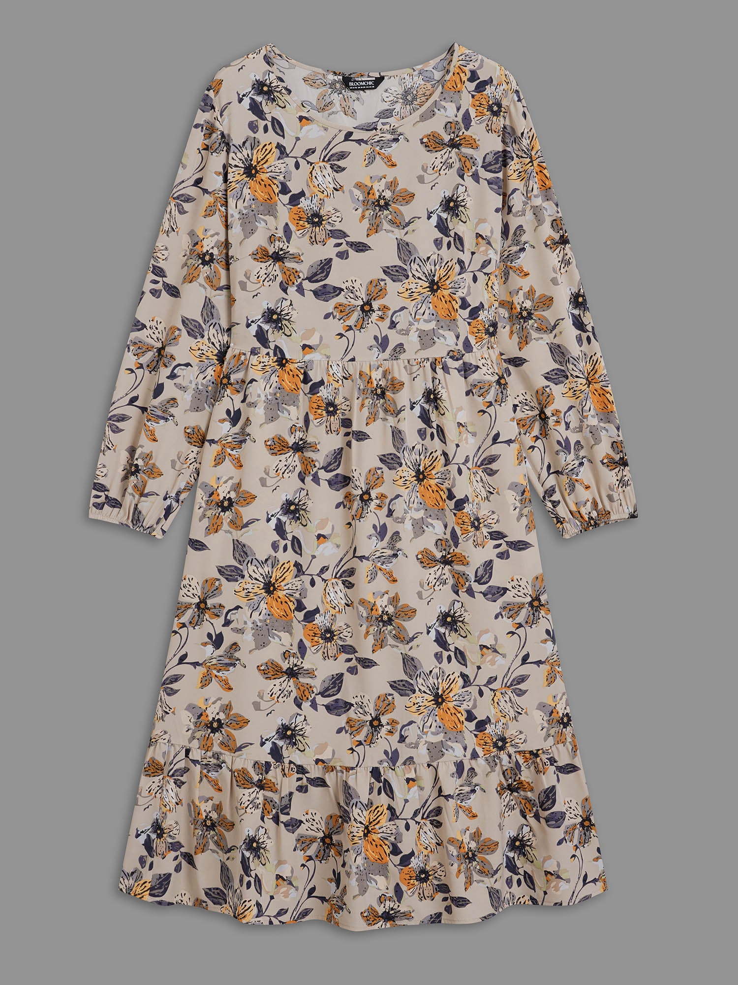 Floral Stretchy Waist-Cinched Pocket Dress