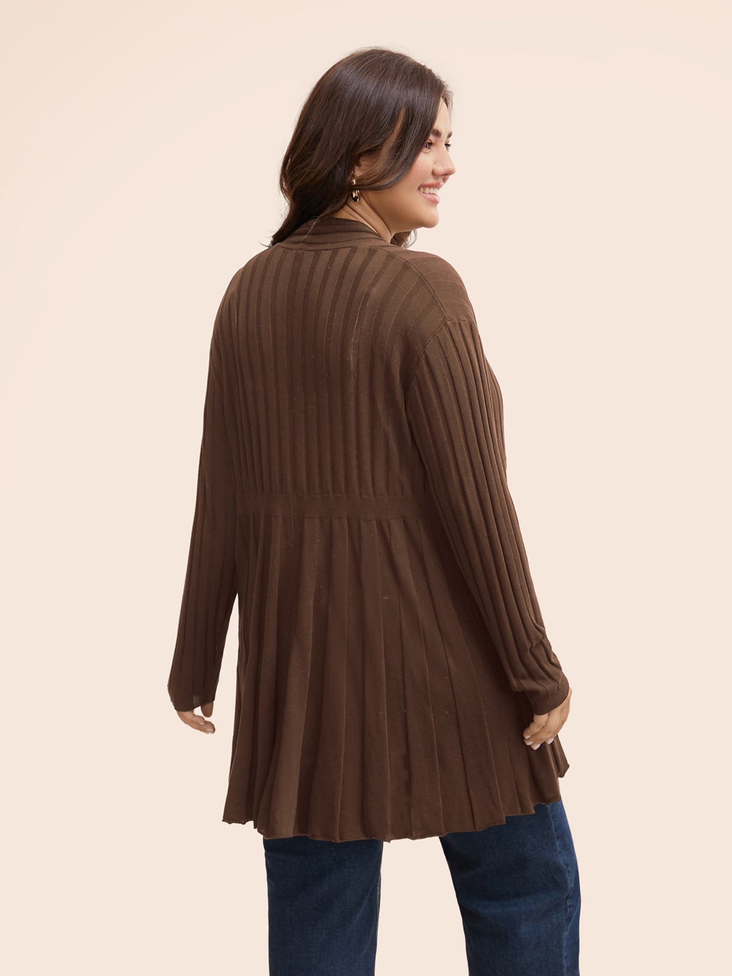 Plain Textured Kimono Collar Cardigan