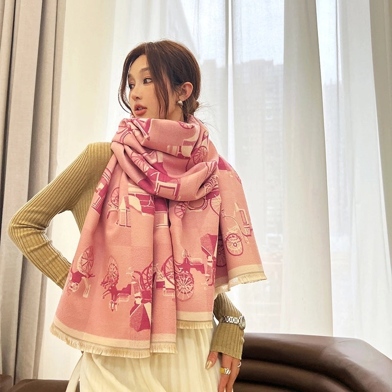 Women's Casual Minimalist Carriage Imitation Cashmere Scarf