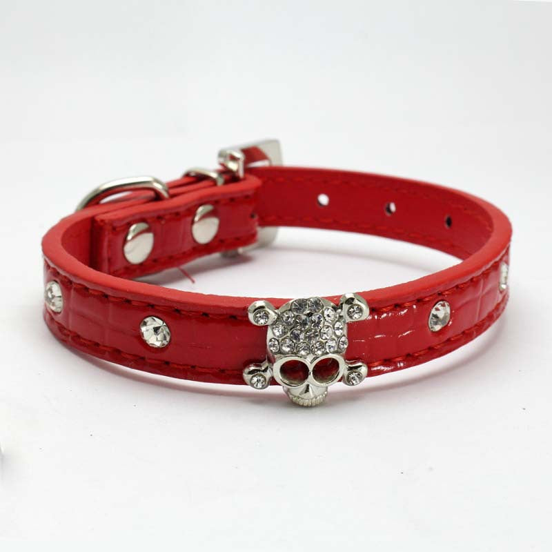 Rhinestone Skull Decor Dog Cat Collar