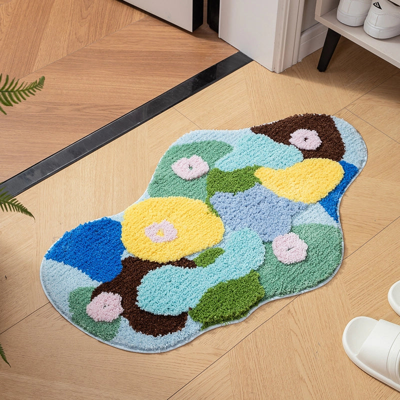 Casual Elegant Floral Flocking Polyester Carpet Bathing