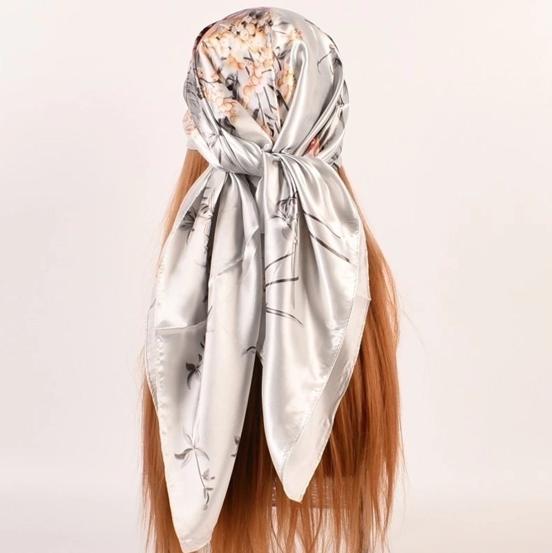 Women's Elegant Minimalist Flower Polyester Printing Silk Scarves