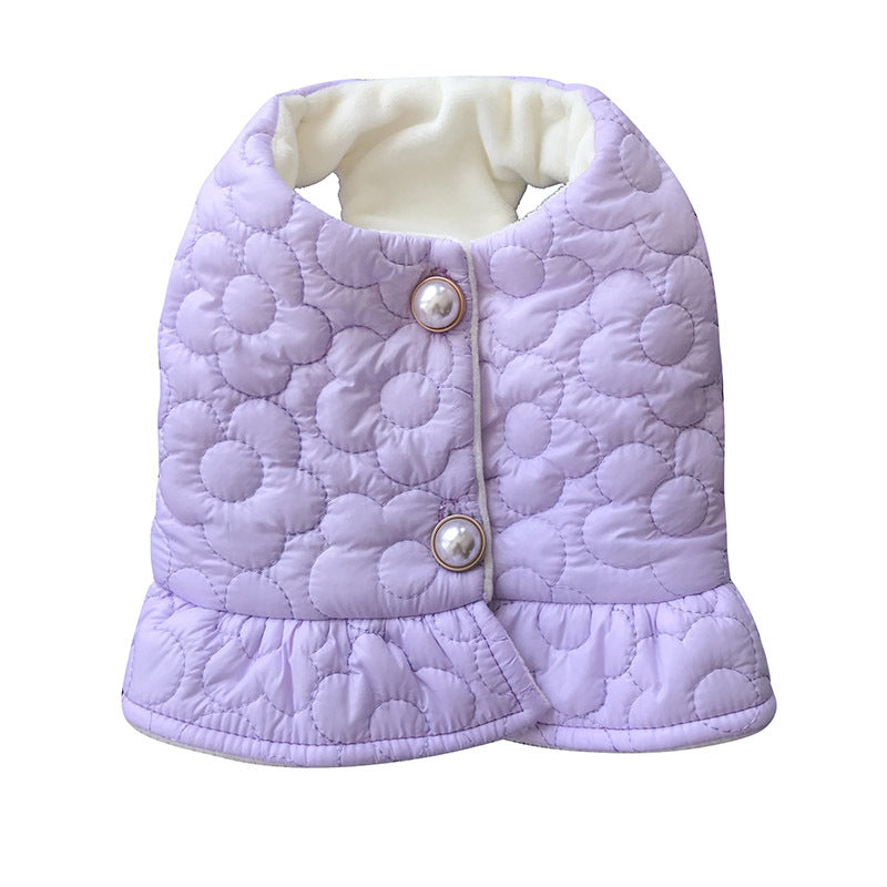Flower Pearl Warm Dog Cat Short Jacket
