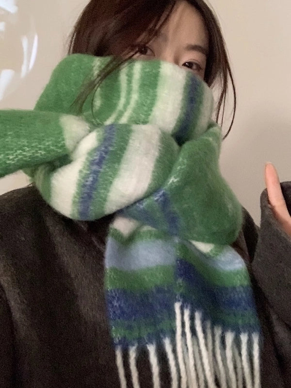 Women's Vintage Style Stripe Acrylic Scarf