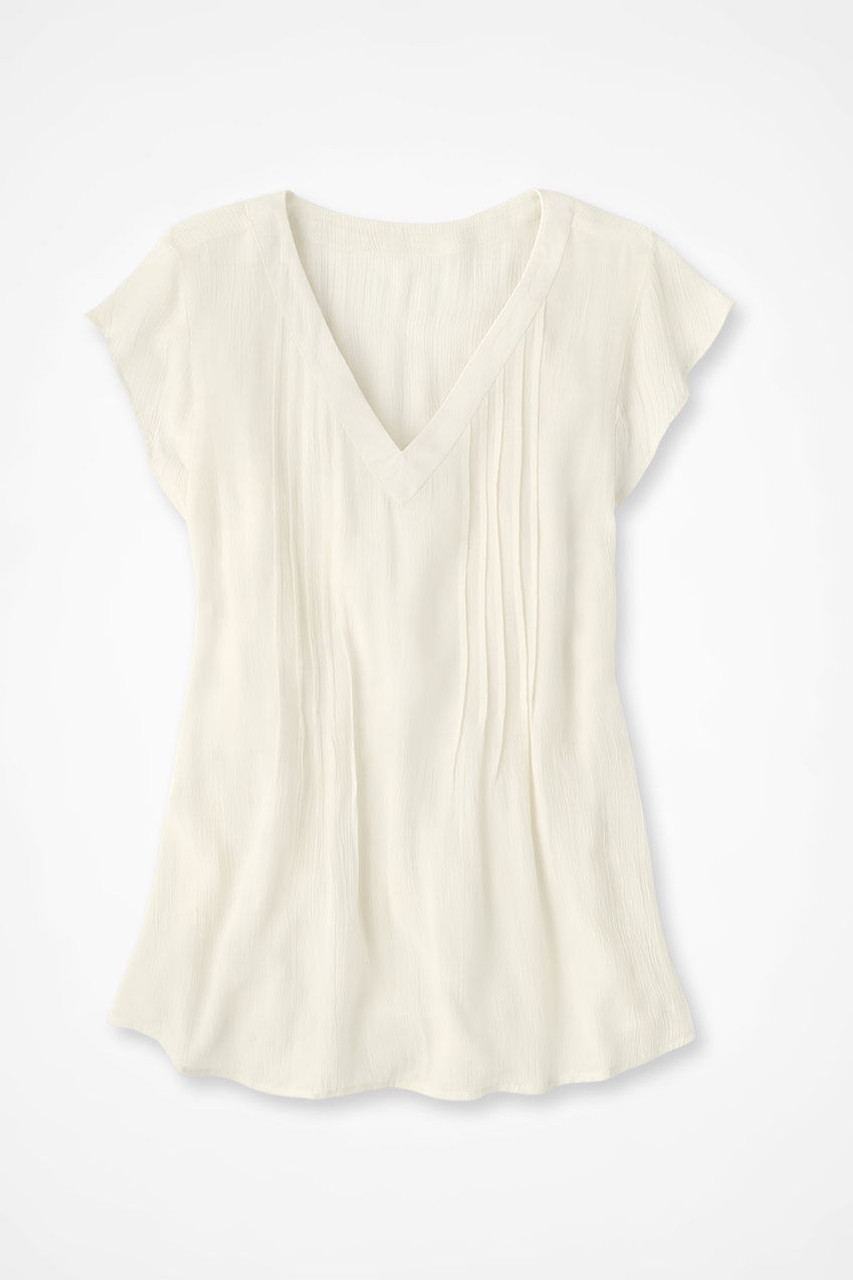 Solstice Tuck-and-Release Cap-Sleeve Blouse