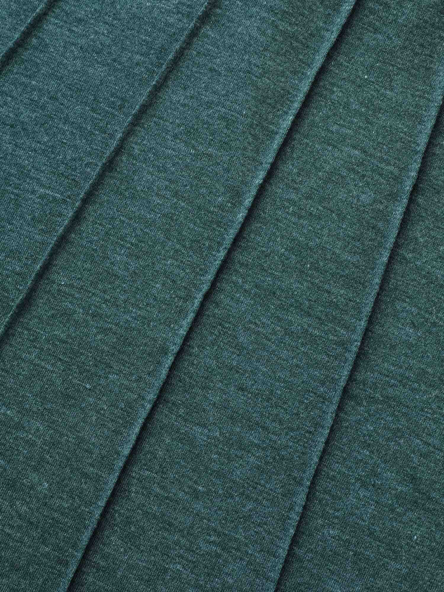 Solid Heather Round Neck Pleated T-shirt