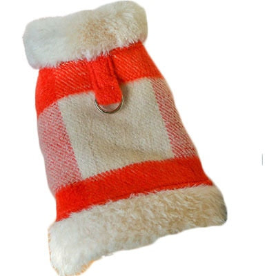 Plaid Warm Dog Cat Harness Coat