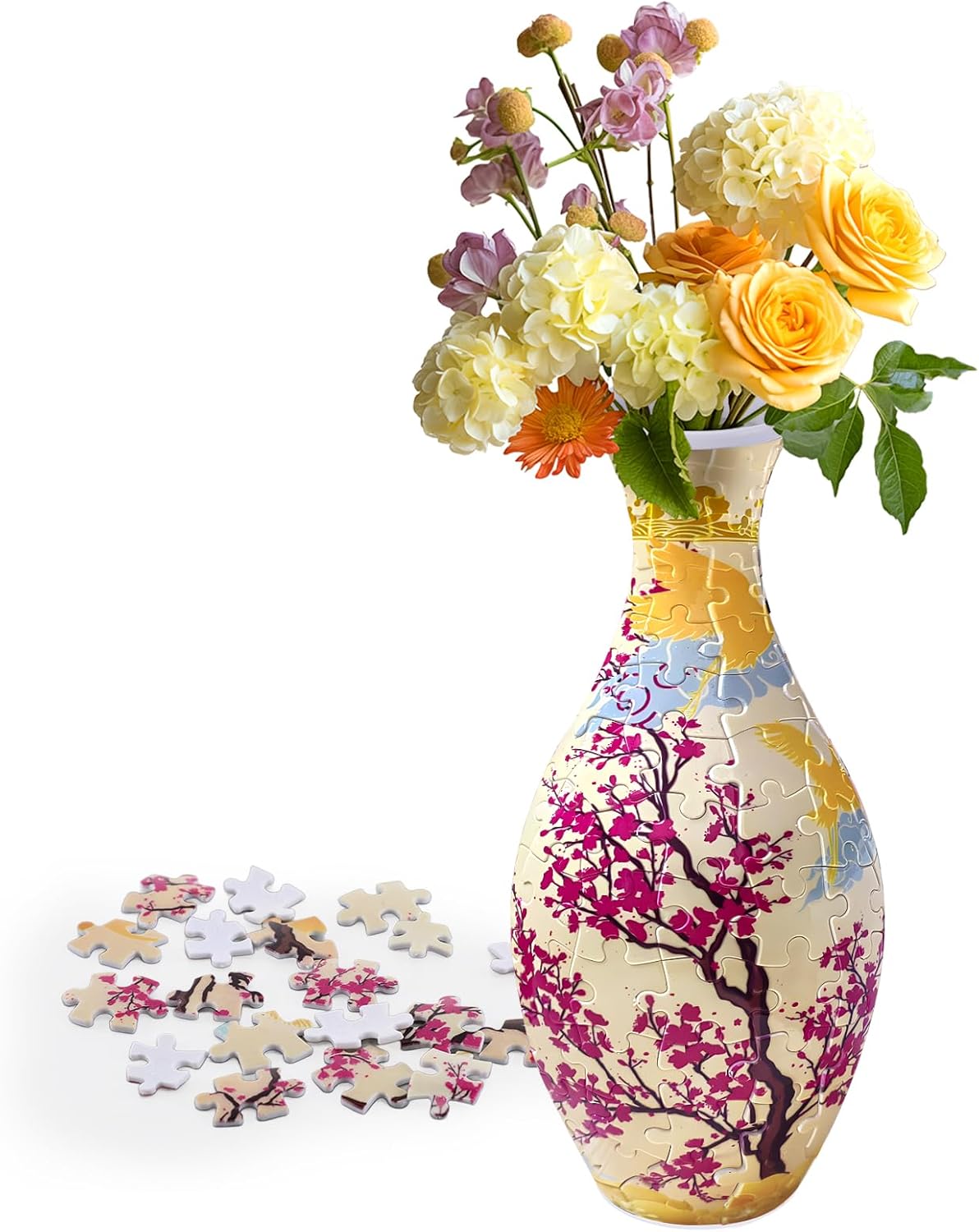 Unique 3D Puzzle - 160 Pieces of Puzzle Flower Vase, Plum Blossom Themed Art Projects Gift