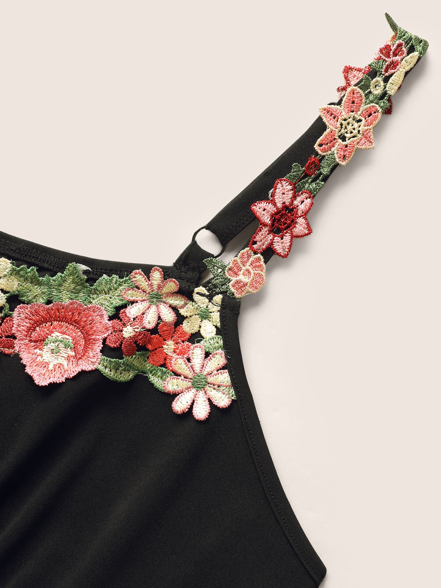 Floral Embroidered Pocket Midi Cami Dress