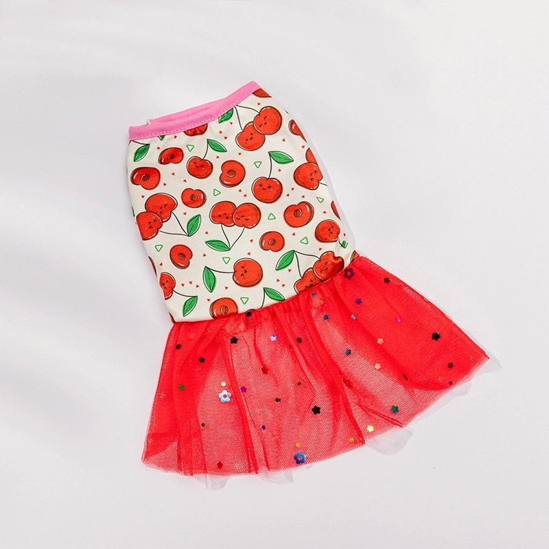 Princess Polyester Letter Cherry Strawberry Pet Clothing