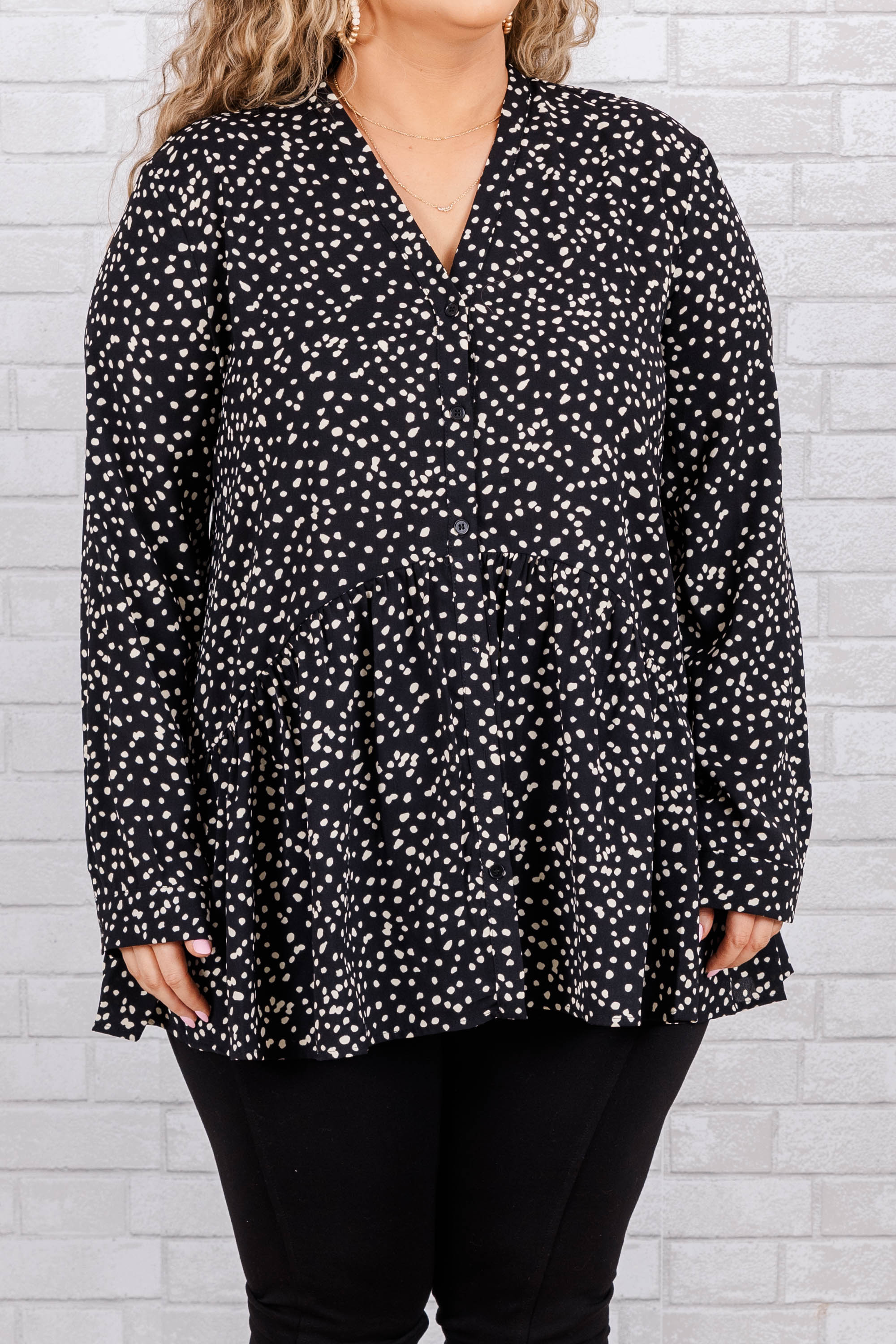 Lively Experiences Tunic. Black Leopard