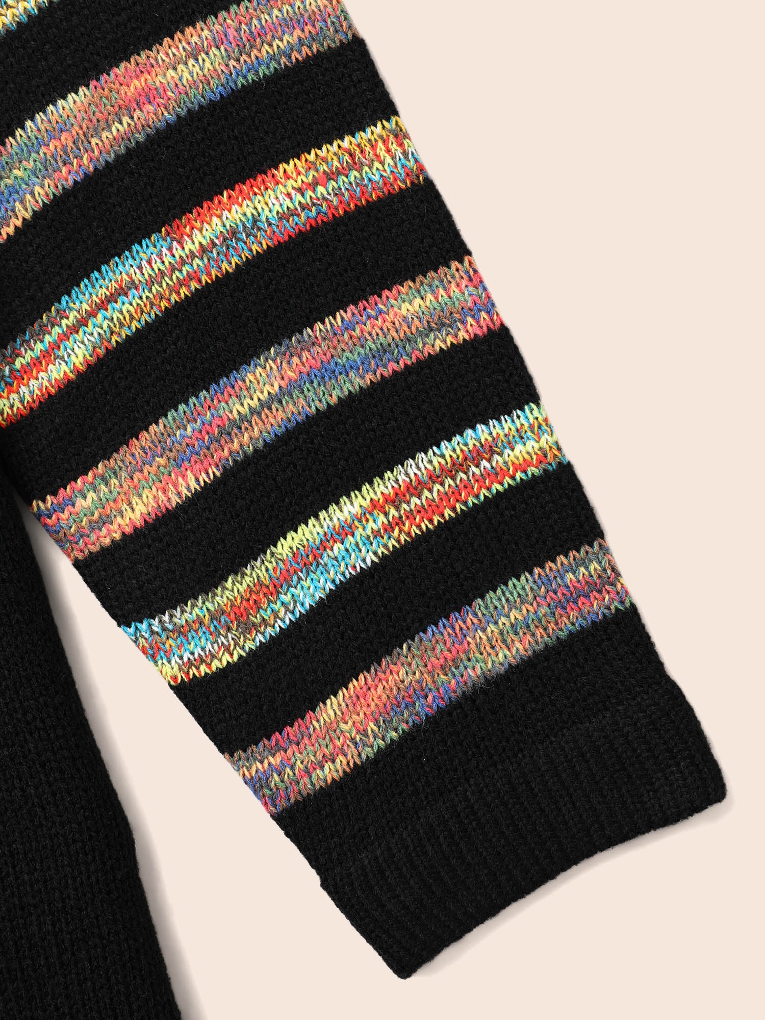 Contrast Heart Jacquard Drop Shoulder Pullover