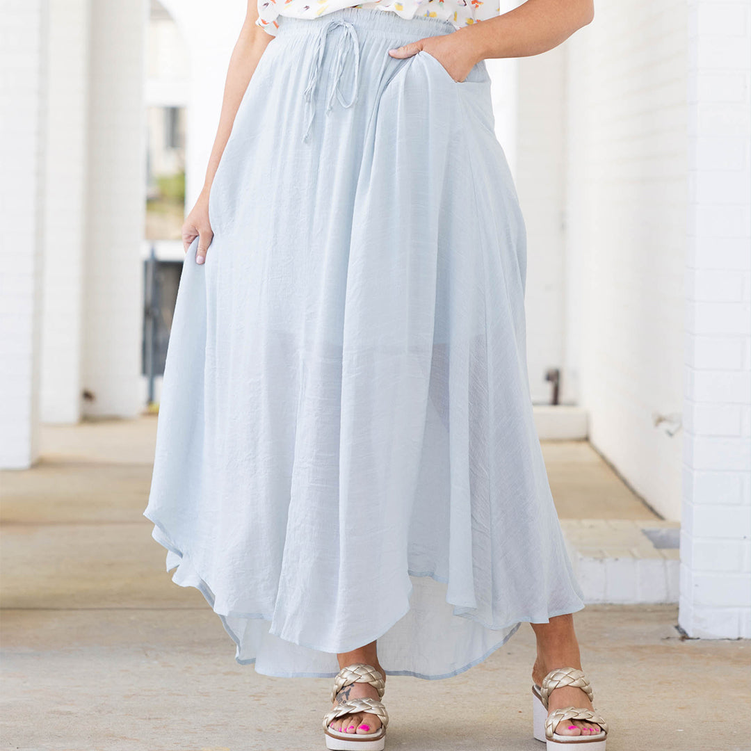 The Break Is Over Skirt. Misty Blue