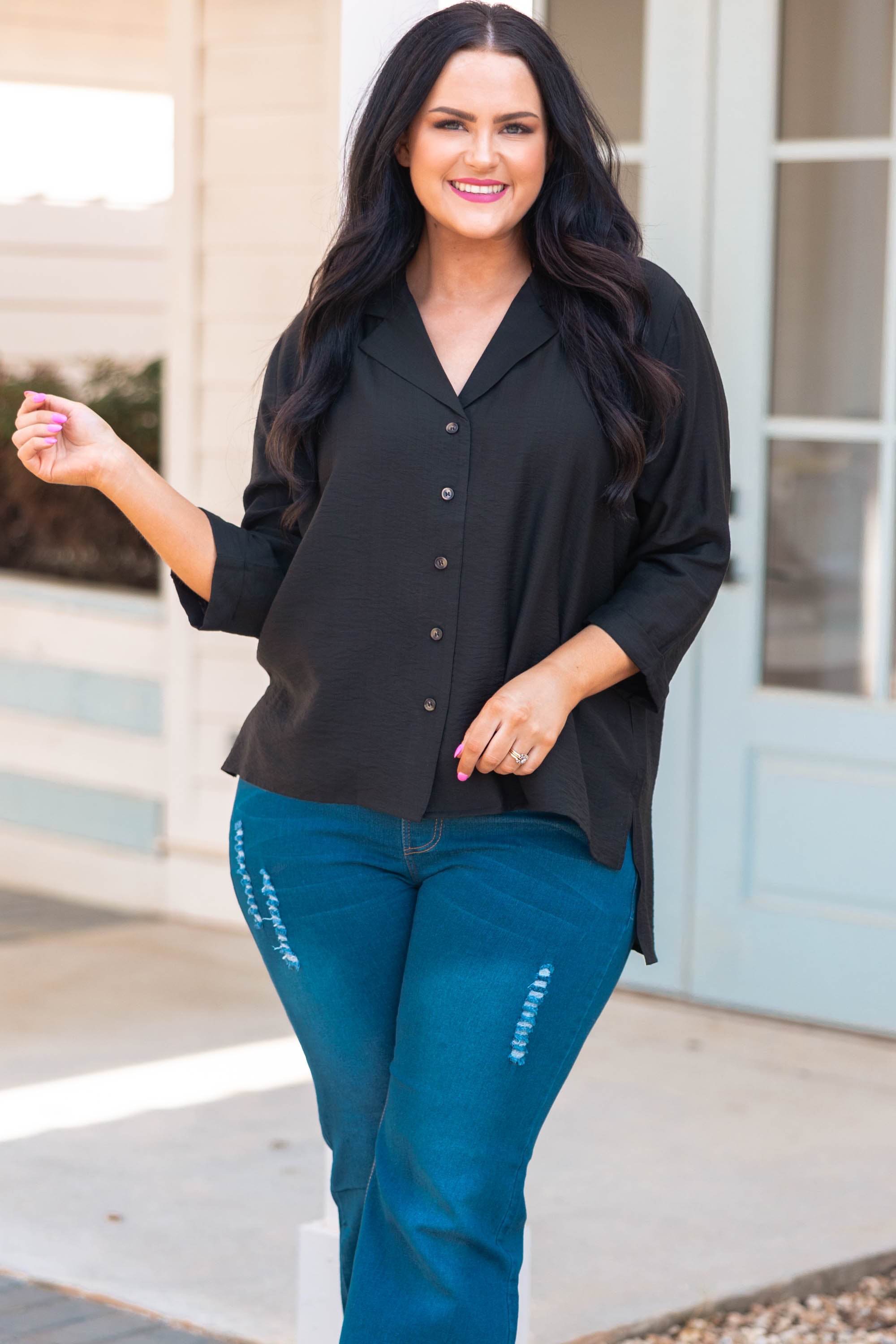 Pictured Together Top. Black