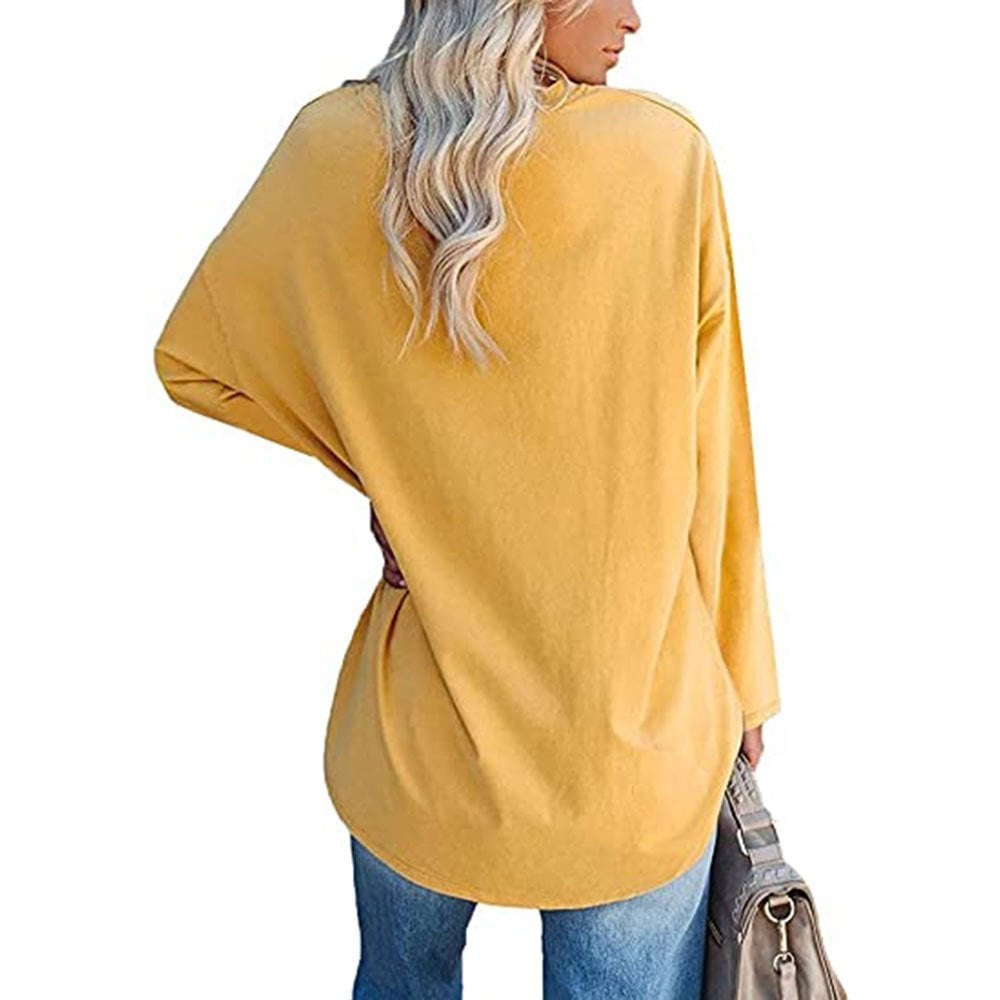 Multicolor - Women's Loose Long Sleeve Fashion V-neck Top