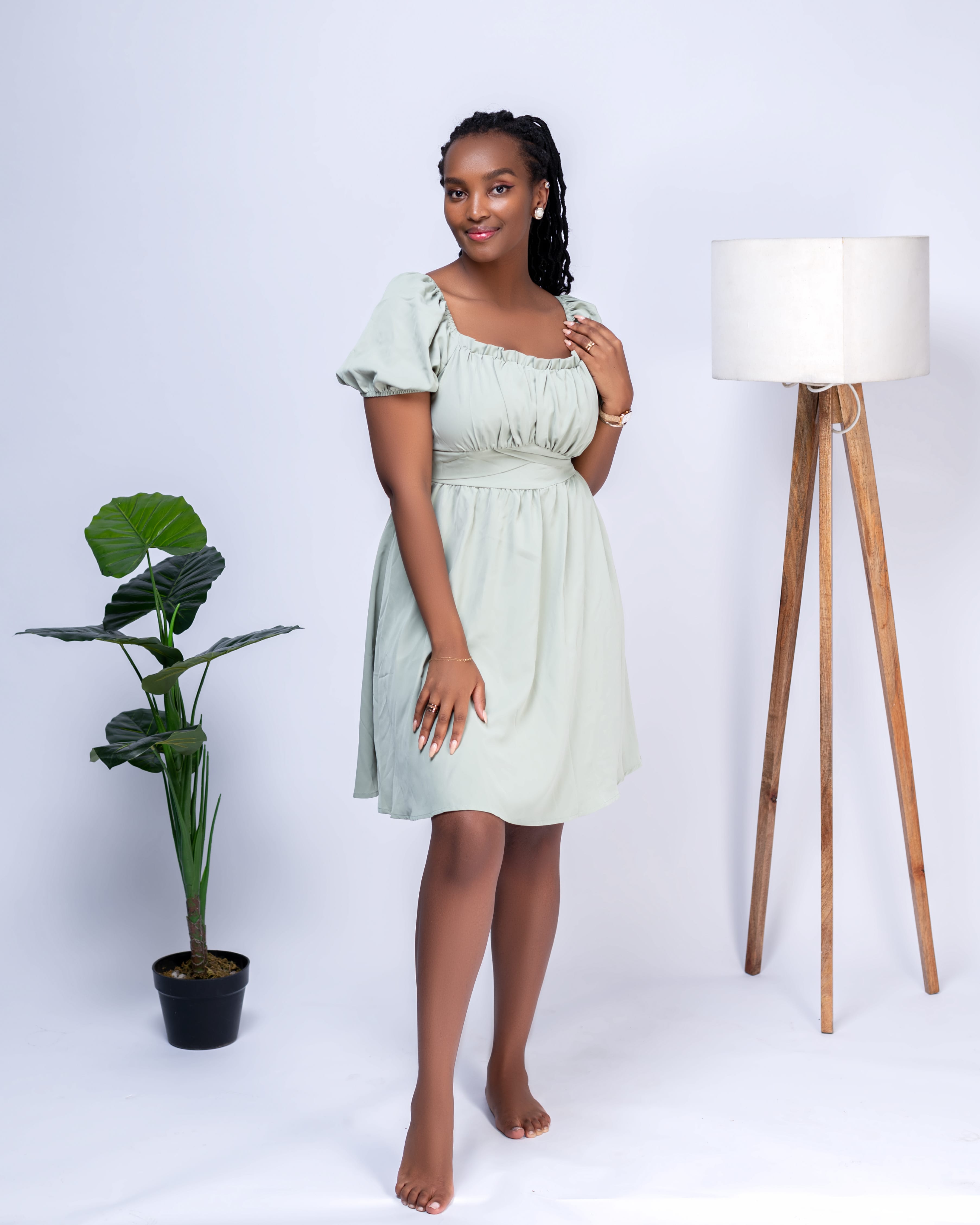 Green Back Tie Dress