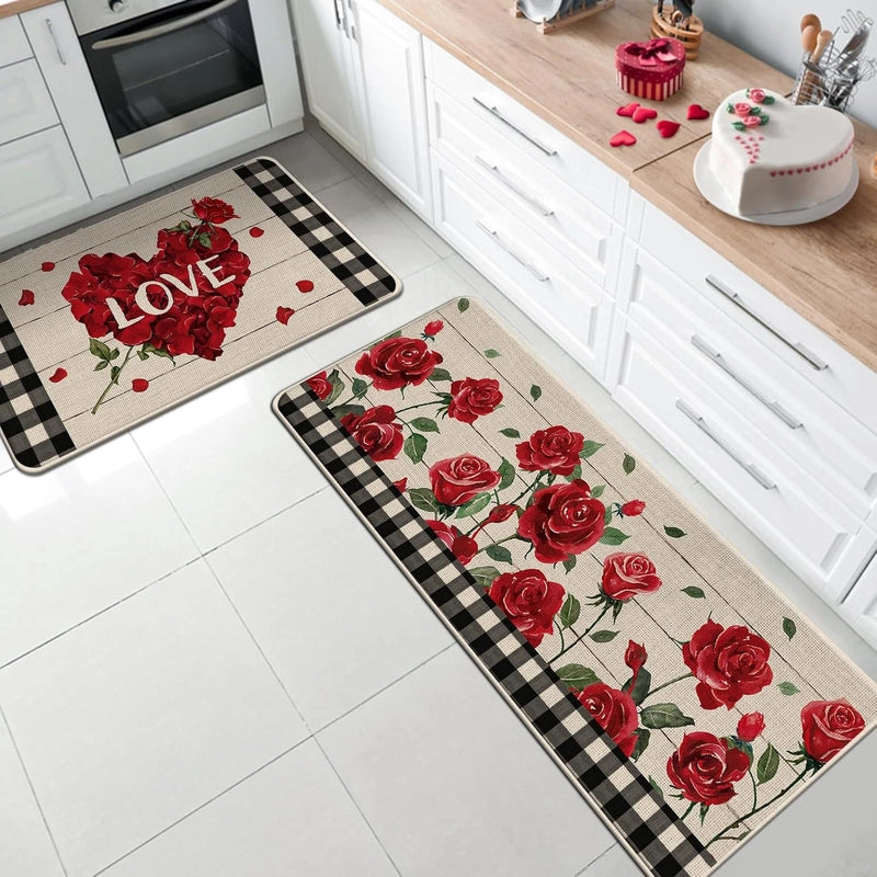 Valentine'S Day Casual Elegant Stripe Heart Shape Polyester Carpet Bathing