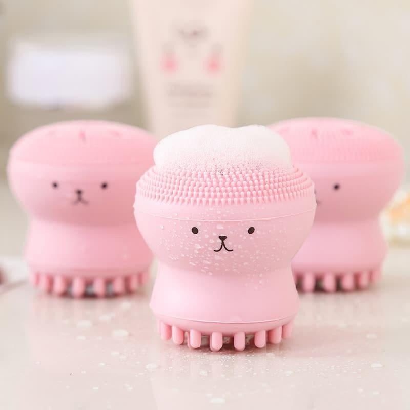 Silicone Design Octopus Shape Facial Sponge Cleansing Brush. Face Pore Cleaner. Acne & Oil Removal