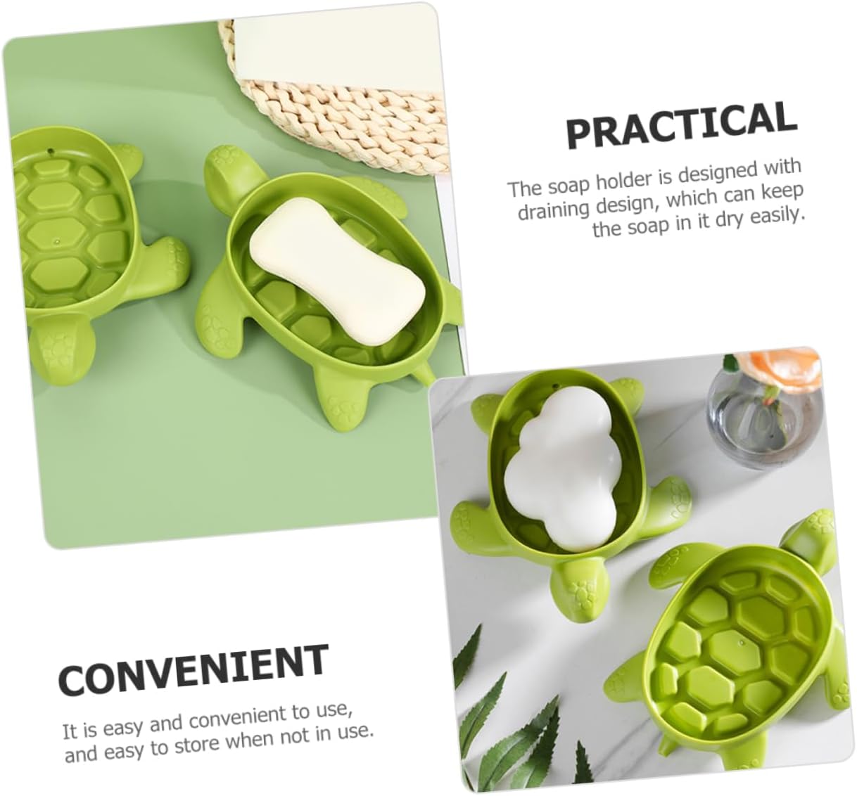 Turtle Soap Dish Holder Soap Storage Draining Tray
